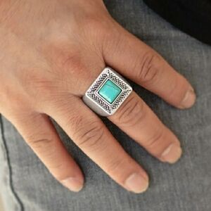 Mens Silver Ring with Turquoise Stone